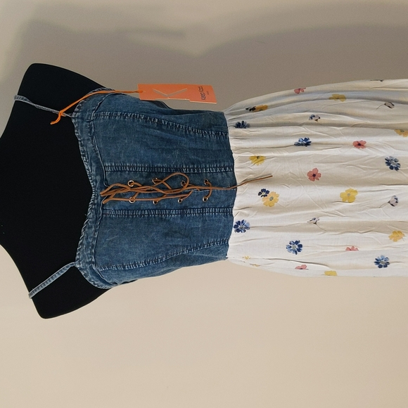 Keep Kool Paris Floral Print and Denim Maxi Dress, L, NEW w/Tags - Picture 4 of 5